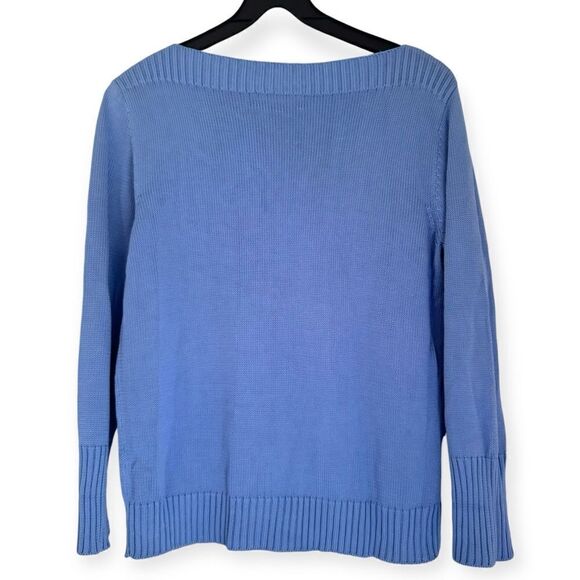 Lauren Ralph Lauren Blue 100% Silk Boatneck Top Size Large - Picture 2 of 3